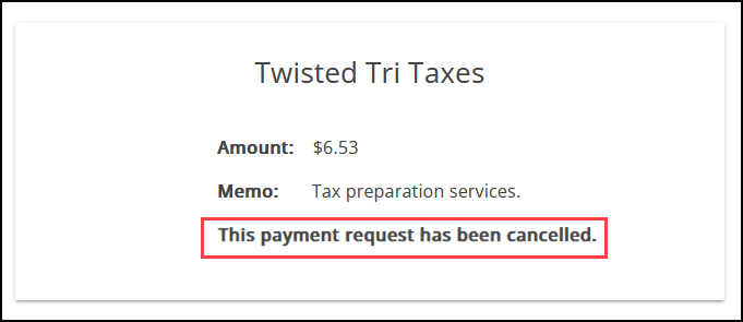 A cancelled payment request